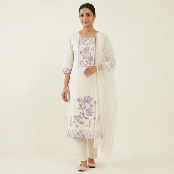White_Cotton_Chikankari_Embroidered_Straight_Kurta_With_Dupatta