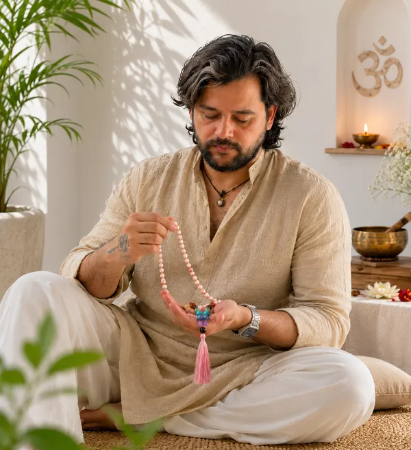 Red_Picasso_with_7_Chakra_Japa_Mala