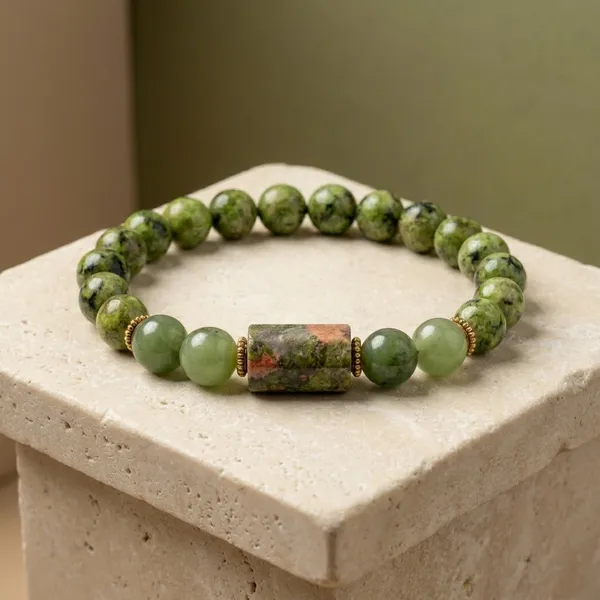 Green_Dalmatian_Prehnite_Unakite_Bracelet