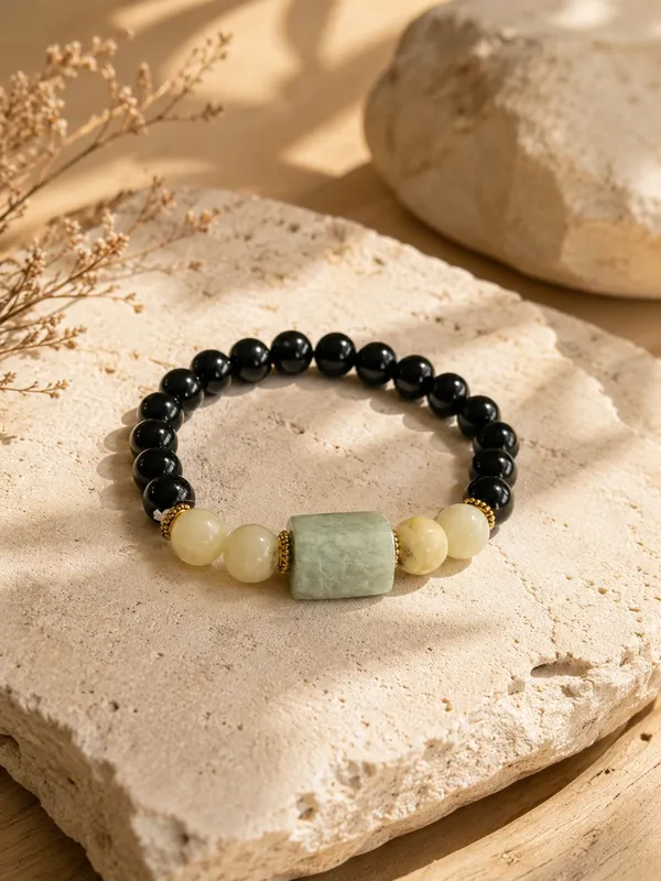 Black_Obsidian_Calcite_Amazonite_Bracelet