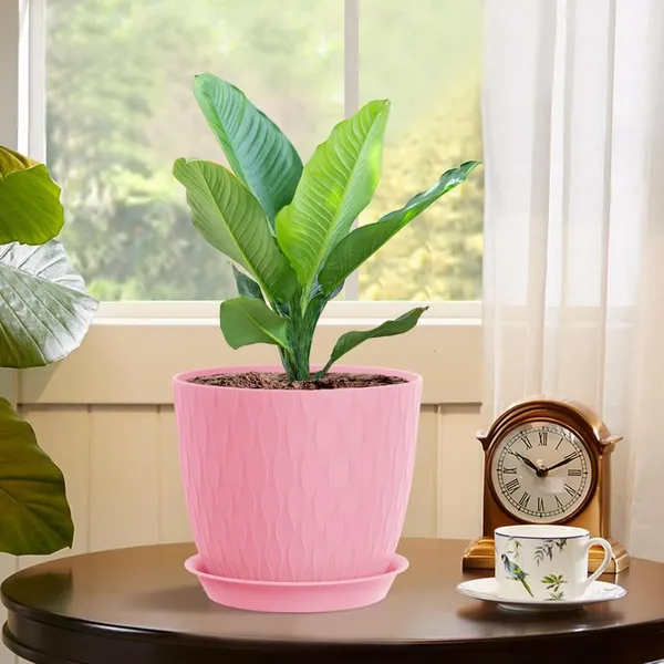 Plastic_Flower_Pot_With_Drainage_Hole_And_Tray_Pack_Of_5