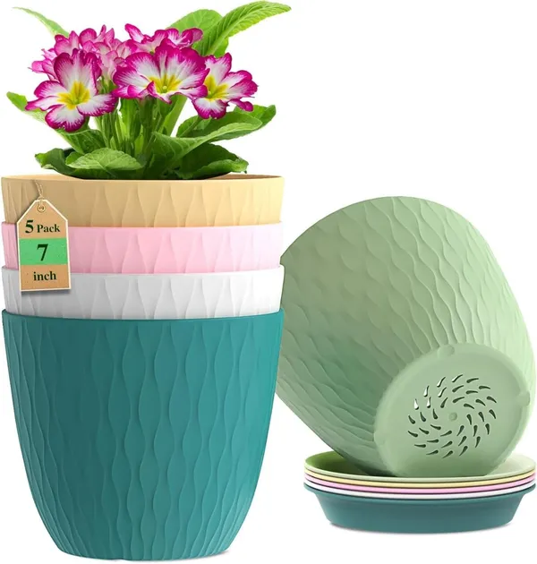 Plastic_Flower_Pot_With_Drainage_Hole_And_Tray_Pack_Of_5