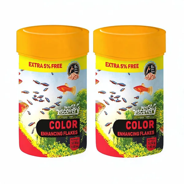 Taiyo_Pluss_Discovery_Colour_Enhancing_Flakes_Fish_Food_-_52.5_G_(50_G_+_Extra_5%_Free)_(Pack_Of_2)_|Premium_Slow_Sinking_Diet_For_Fishes_With_Krill_&_Squid_For_Active_Growth_&_Coloration,All_Life_Stages