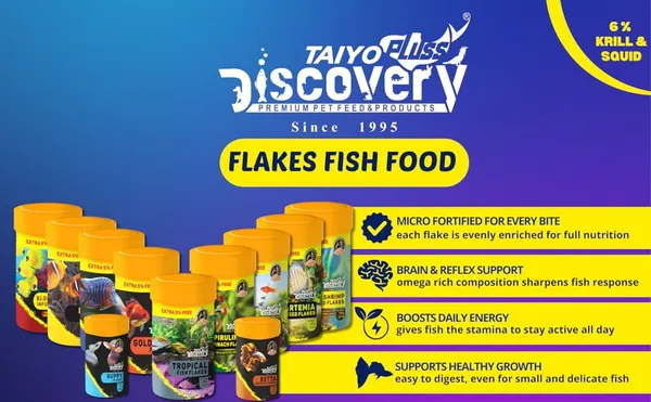 Taiyo_Pluss_Discovery_Tropical_Flakes_Fish_Food_-_52.5_G_(50_G_+_Extra_5%_Free)_(Pack_Of_2)_|_Premium_Slow_Sinking_Diet_For_Fishes_With_Krill_&_Squid_For_Active_Growth_&_Coloration,All_Life_Stages