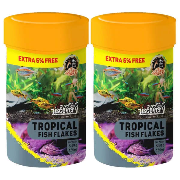 Taiyo_Pluss_Discovery_Tropical_Flakes_Fish_Food_-_52.5_G_(50_G_+_Extra_5%_Free)_(Pack_Of_2)_|_Premium_Slow_Sinking_Diet_For_Fishes_With_Krill_&_Squid_For_Active_Growth_&_Coloration,All_Life_Stages