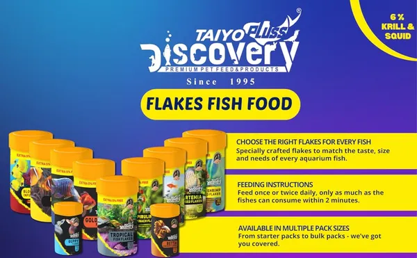 Taiyo_Pluss_Discovery_Tropical_Flakes_Fish_Food_-_52.5_G_(50_G_+_Extra_5%_Free)_(Pack_Of_2)_|_Premium_Slow_Sinking_Diet_For_Fishes_With_Krill_&_Squid_For_Active_Growth_&_Coloration,All_Life_Stages