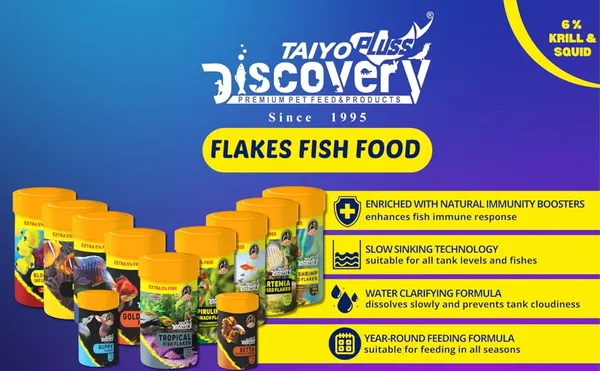 Taiyo_Pluss_Discovery_Tropical_Flakes_Fish_Food_-_52.5_G_(50_G_+_Extra_5%_Free)_(Pack_Of_2)_|_Premium_Slow_Sinking_Diet_For_Fishes_With_Krill_&_Squid_For_Active_Growth_&_Coloration,All_Life_Stages