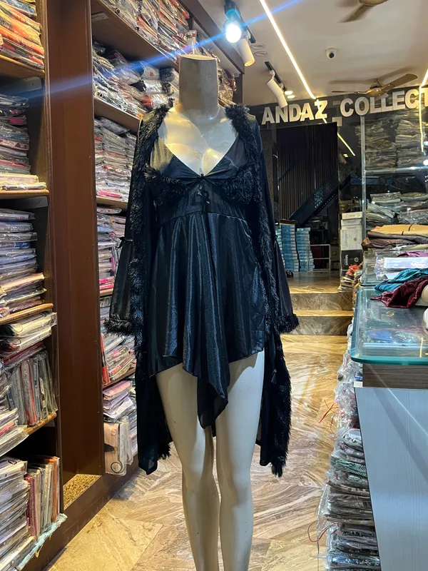 Black_Satin_Embroidered_Full_Length_Nighty_For_Women