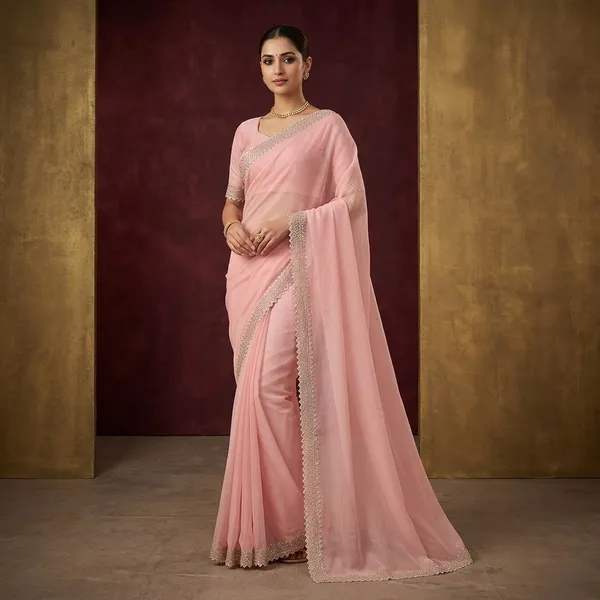 Pink_Silk_Pearl_Embellished_Saree_For_Women