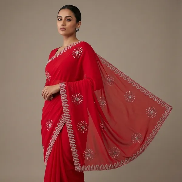 Red_Georgette_Embroidered_Saree_For_Women