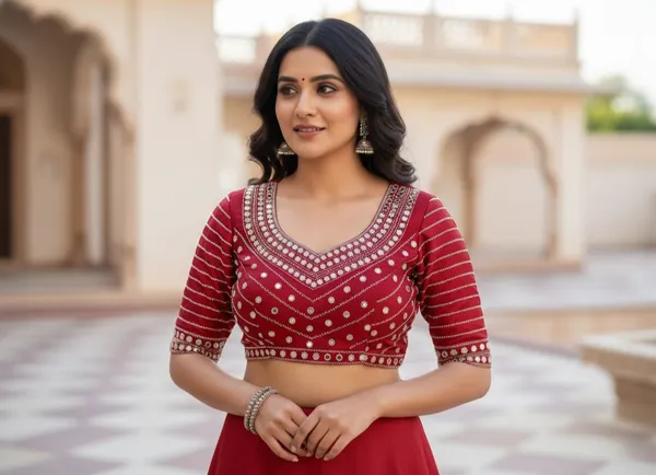 Maroon_Silk_Embroidered_Mirror_Work_Blouse_For_Women