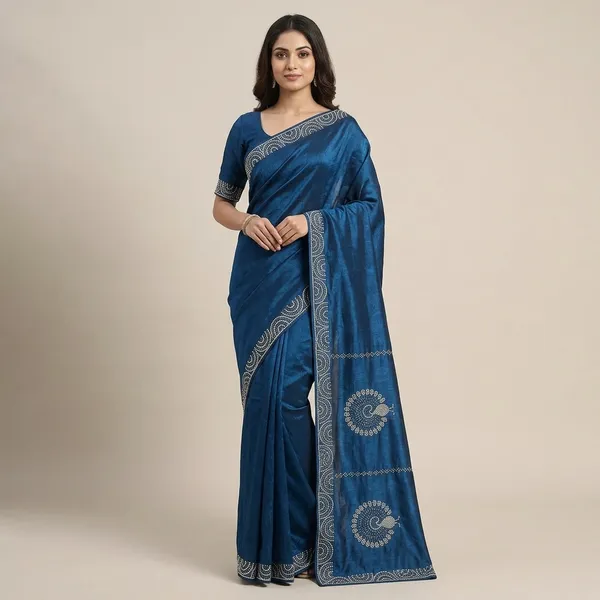 Blue_Georgette_Embroidered_Saree_For_Women