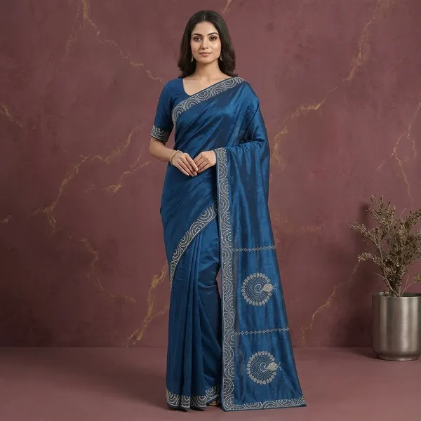 Blue_Georgette_Embroidered_Saree_For_Women