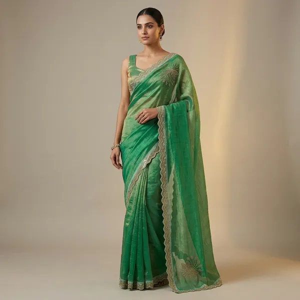 Green_Georgette_Ombre_Silver_Sequin_Border_Saree_For_Women
