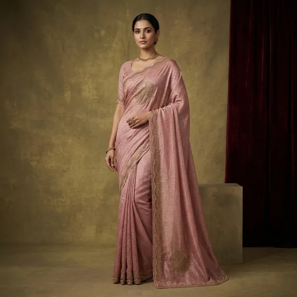 Pink_Silk_Velvet_Embellished_Floral_Saree_For_Women