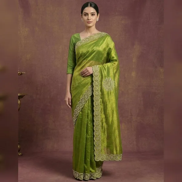 Olive_Green_Tissue_Silk_Embellished_Saree_For_Women