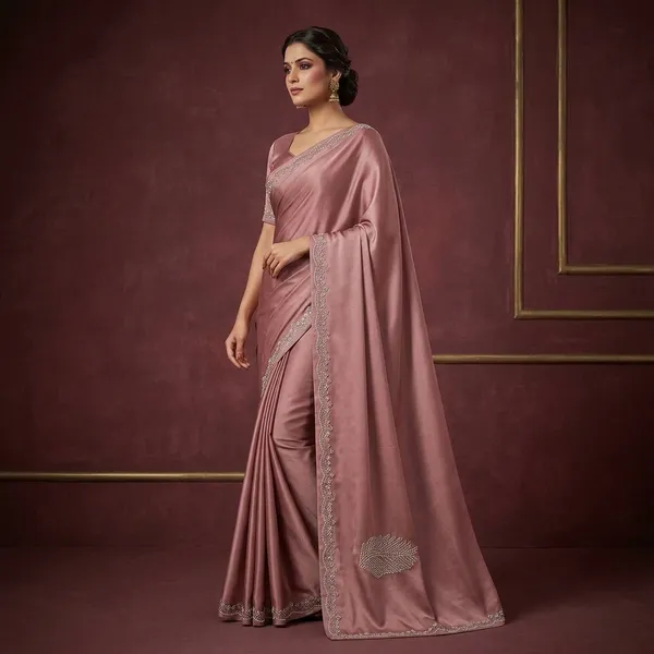 Dusty_Pink_Georgette_Velvet_Embellished_Saree_For_Women