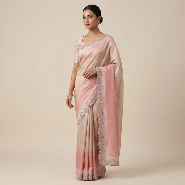 Pink_Tissue_Silk_Embroidered_Sequin_Border_Saree_For_Women