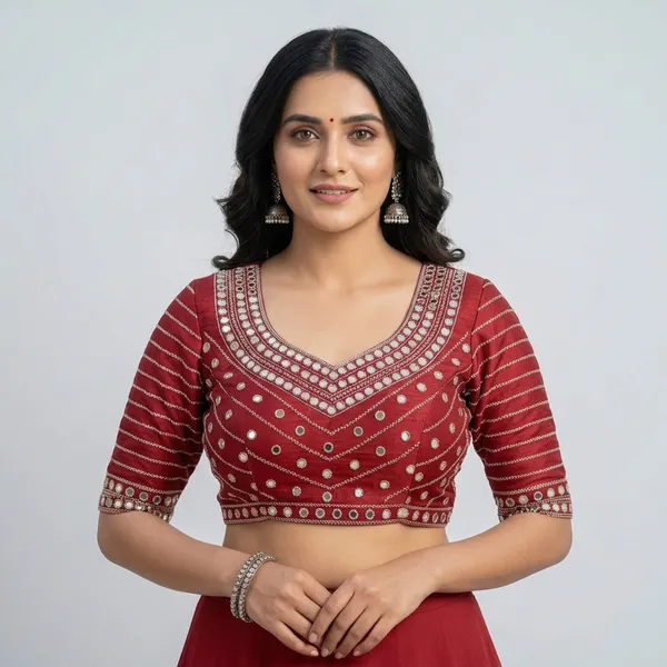 Maroon_Silk_Embroidered_Mirror_Work_Blouse_For_Women
