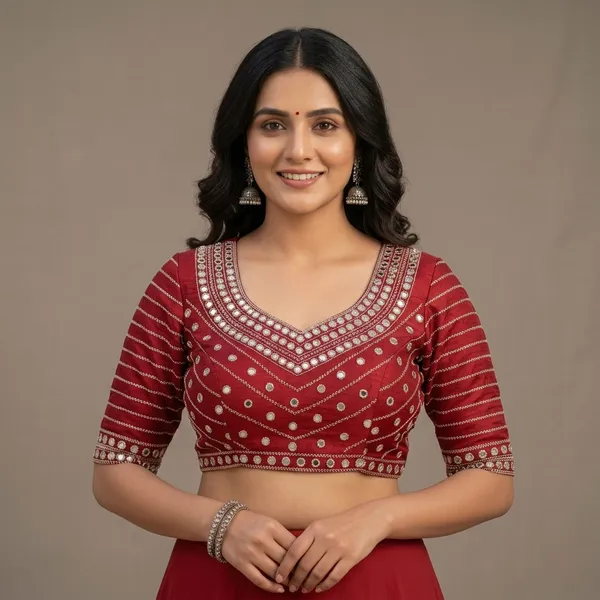 Maroon_Silk_Embroidered_Mirror_Work_Blouse_For_Women