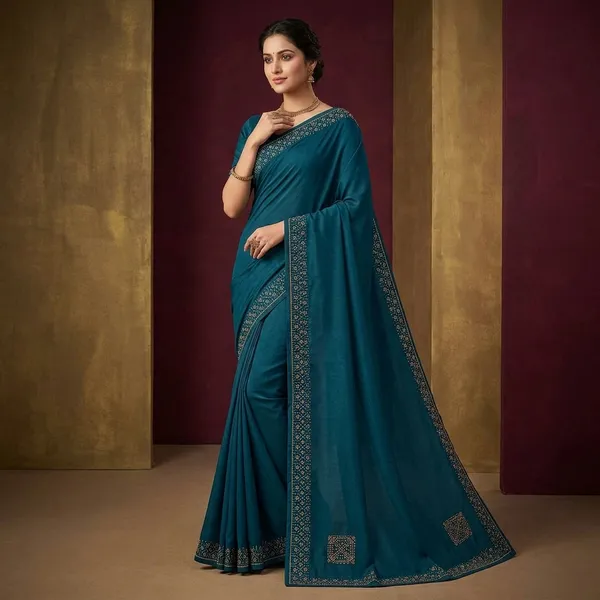 Morpich_Silk_Embroidered_Square_Patch_Saree_For_Women