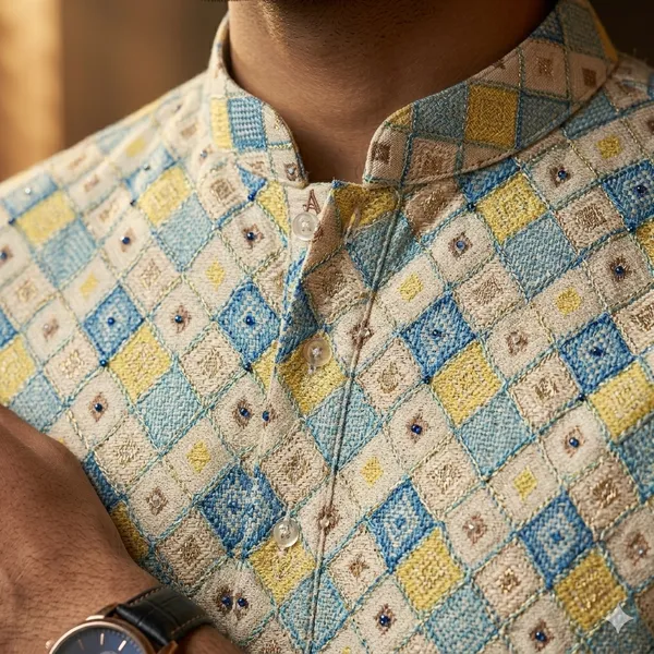 Multicolor_Silk_Blend_Embroidered_Straight_Kurta_For_Men