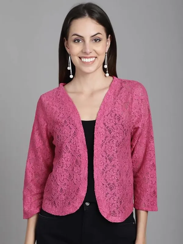 Pink_Lace_Open_Front_Jacket_For_Women