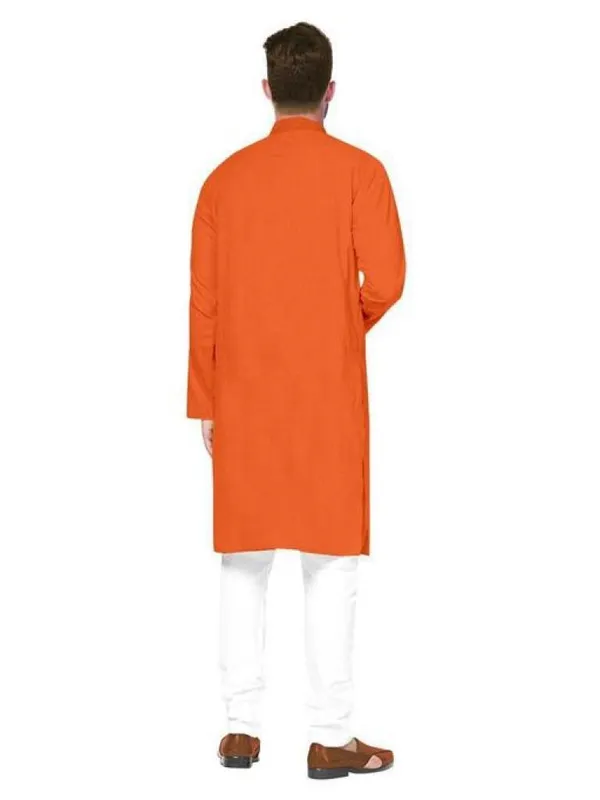 Orange_Cotton_Blend_Mandarin_Collar_Kurta_For_Men