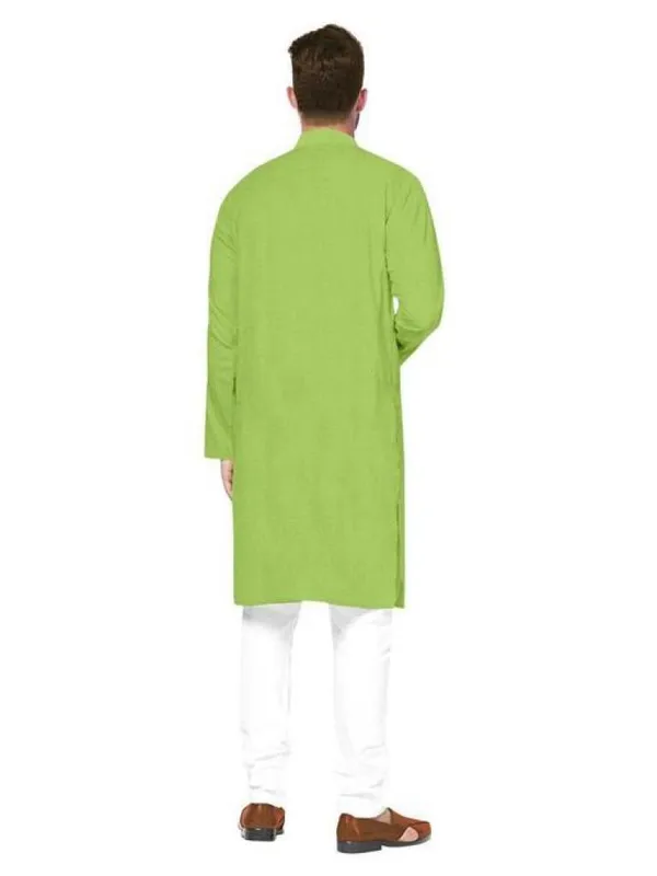 Green_Cotton_Straight_Fit_Mandarin_Collar_Kurta_For_Men
