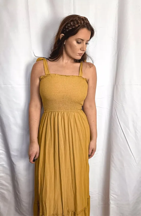 Mustard_Cotton_Smocked_Bodice_Maxi_Dress_For_Women