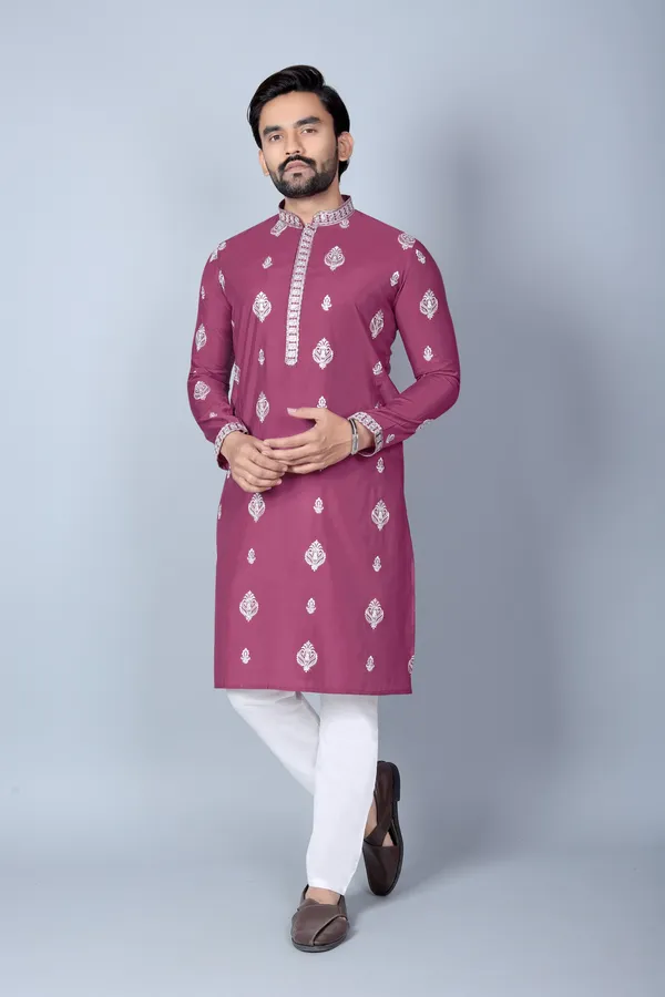 Pink_Cotton_Relaxed_Fit_Kurta_Pajama_Set_For_Men
