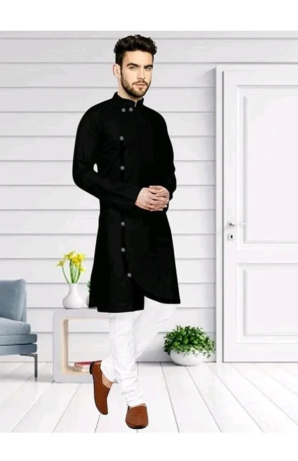 Black_Velvet_Mandarin_Collar_Sherwani_For_Men