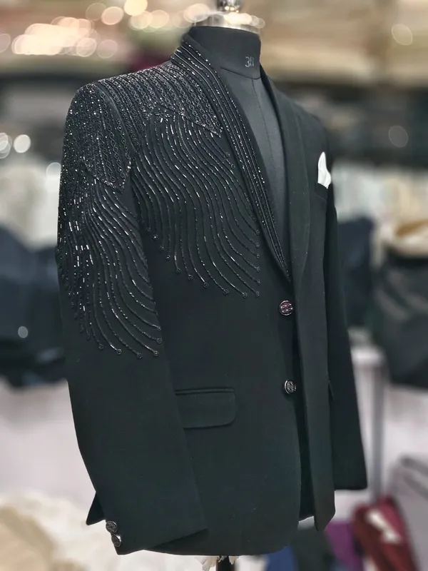 Black_Cotton_Shoulder_Embellished_Blazer_For_Men