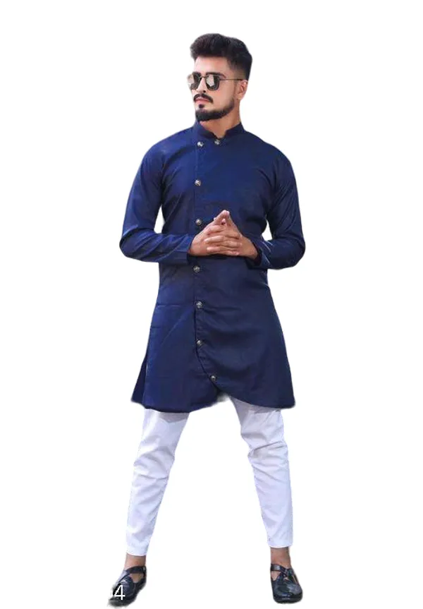 Navy_Blue_Cotton_Slim_Fit_Kurta_For_Men