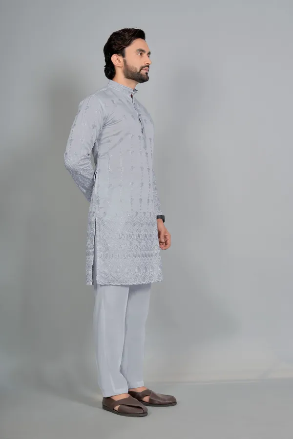 Grey_Cotton_Relaxed_Fit_Embroidered_Kurta_Pajama_Set_For_Men