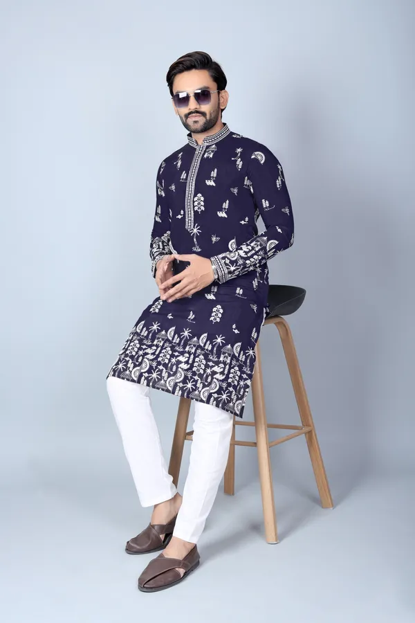 Navy_Blue_Rayon_Regular_Fit_Embroidered_Kurta_Pajama_Set_For_Men