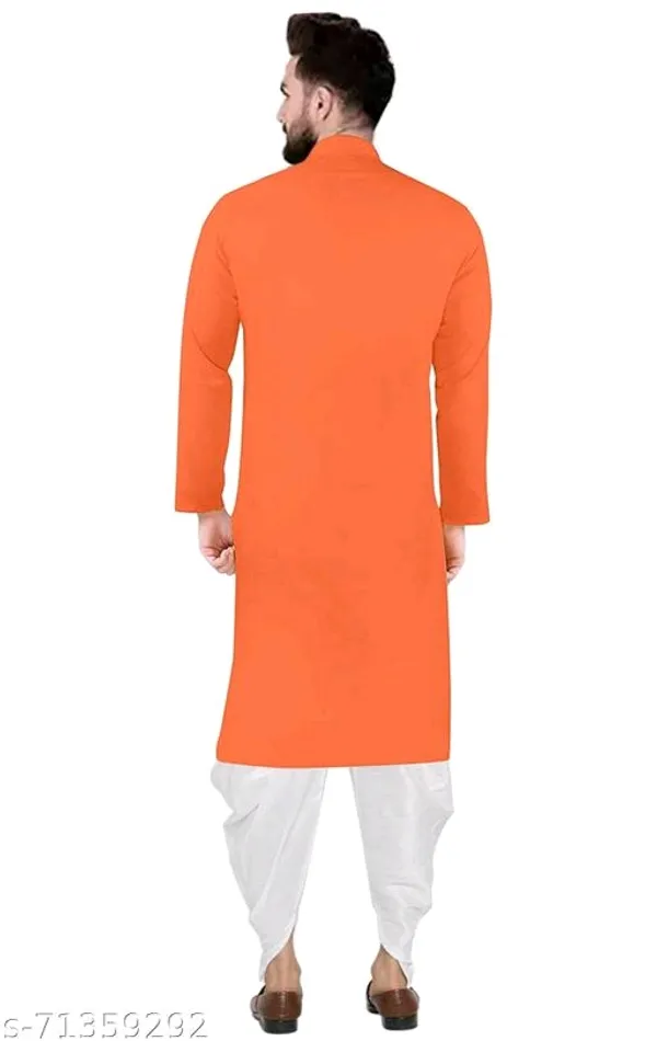 Orange_Cotton_Blend_Asymmetric_Ethnic_Kurta_For_Men