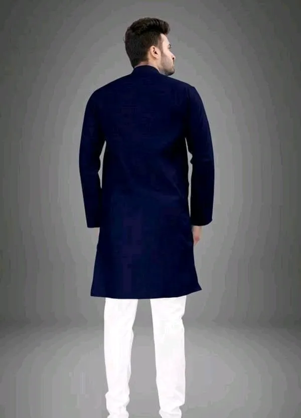Navy_Blue_Cotton_Blend_Regular_Fit_Kurta_For_Men