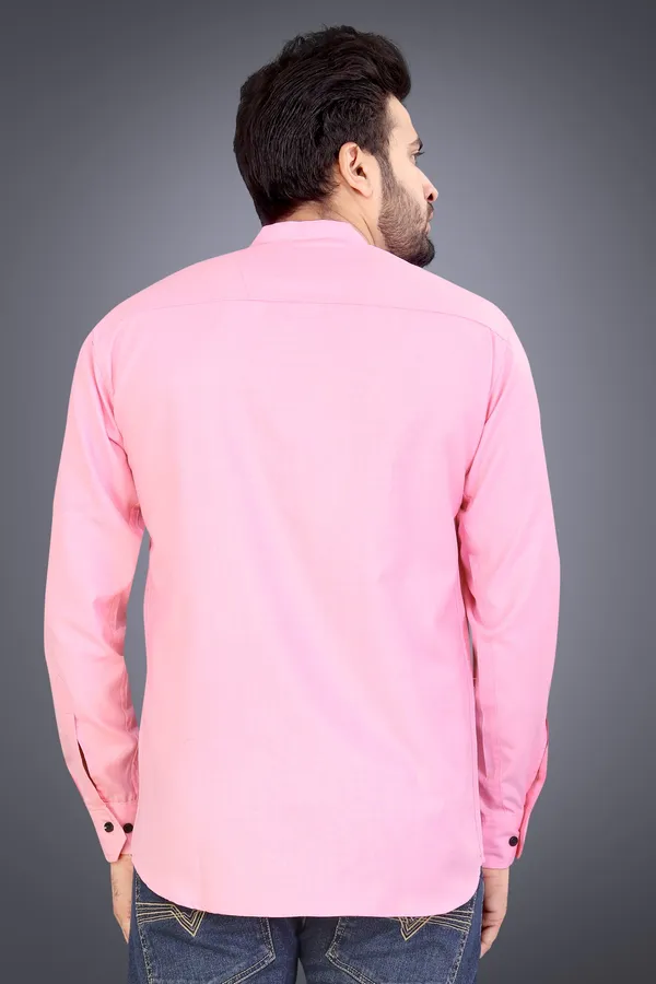 Pink_Cotton_Mandarin_Collar_Full_Sleeve_Kurta_For_Men