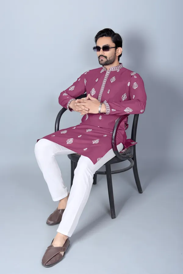 Pink_Cotton_Relaxed_Fit_Kurta_Pajama_Set_For_Men