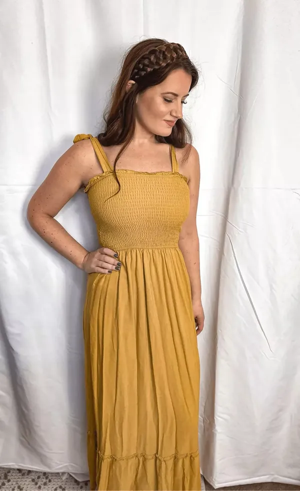 Mustard_Cotton_Smocked_Bodice_Maxi_Dress_For_Women