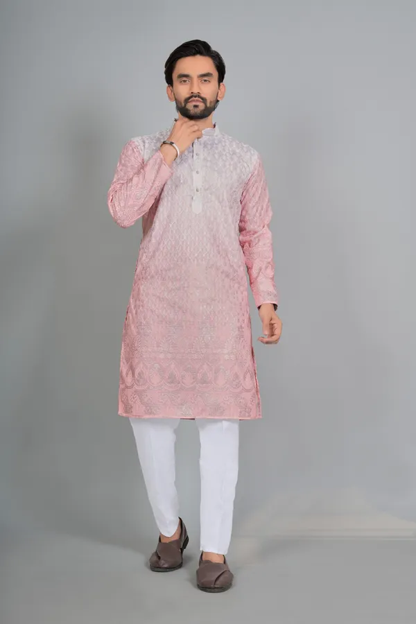Pink_Cotton_Embroidered_Kurta_Pajama_Set_For_Men
