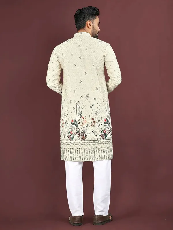 Cream_Cotton_Embroidered_Straight_Kurta_Pajama_Set_For_Men