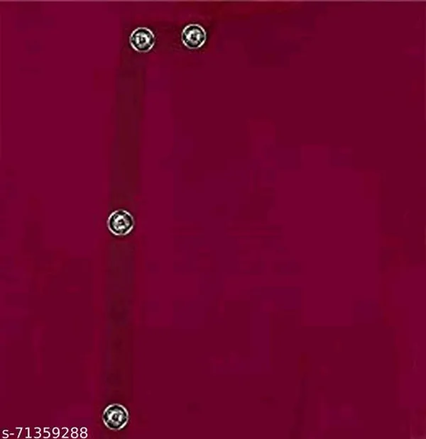 Maroon_Cotton_Blend_Asymmetric_Kurta_Pyjama_Set_For_Men