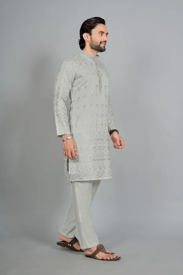 Mint_Green_Cotton_Embroidered_Kurta_Pajama_Set_For_Men