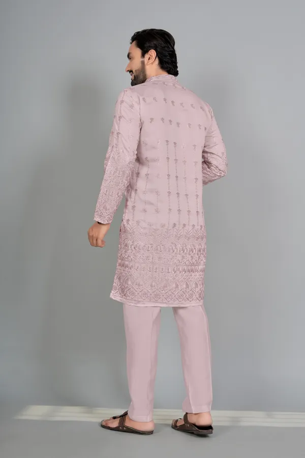 Pink_Cotton_Embroidered_Kurta_Pajama_Set_For_Men