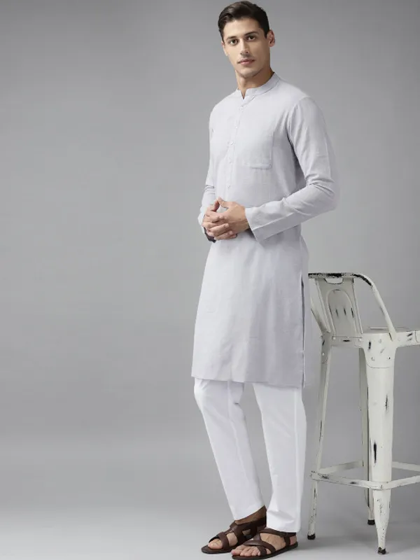 Grey_Linen_Mandarin_Collar_Full_Sleeve_Shirt_For_Men