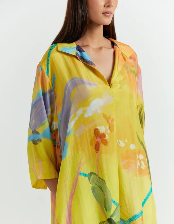 Yellow_Chinnon_Oversized_Abstract_Print_Kurta_Set_For_Women