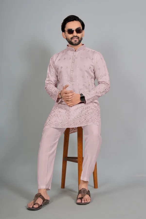 Pink_Cotton_Embroidered_Kurta_Pajama_Set_For_Men