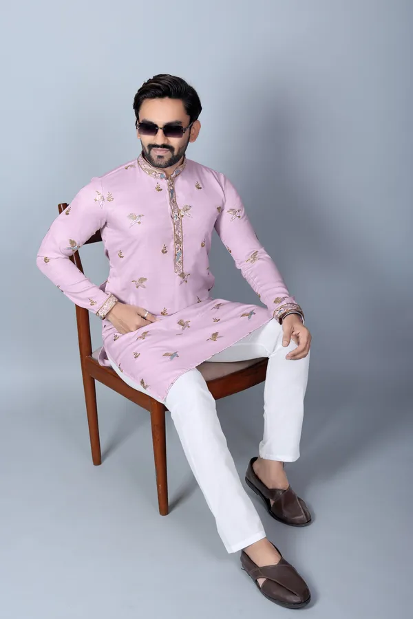 Pink_Silk_Straight_Embroidered_Kurta_Pajama_Set_For_Men